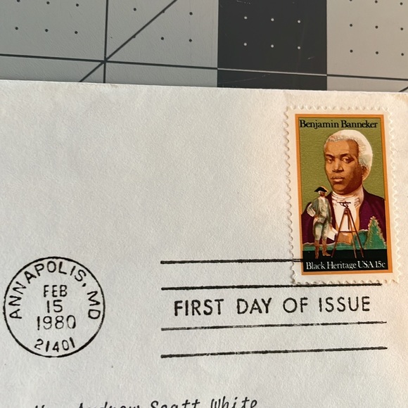 1980 First day of Issue stamp honoring Benjamin Banneker, Black Heritage USA Ser - Picture 4 of 4
